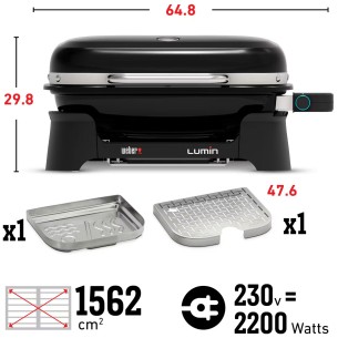 Barbecue elettrico Weber Lumin 92010953 - 2200W, Multifunzione, Nero 2