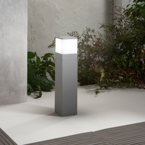 Lampione paletto da giardino Booster in metallo argentato IP65 Intec