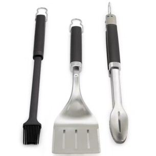 Kit 3 Accessori Precision Weber 6764 - Pinza, Spatola e Pennello in Acciaio Inox