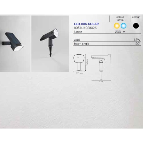 Faretto solare LED Iris orientabile...