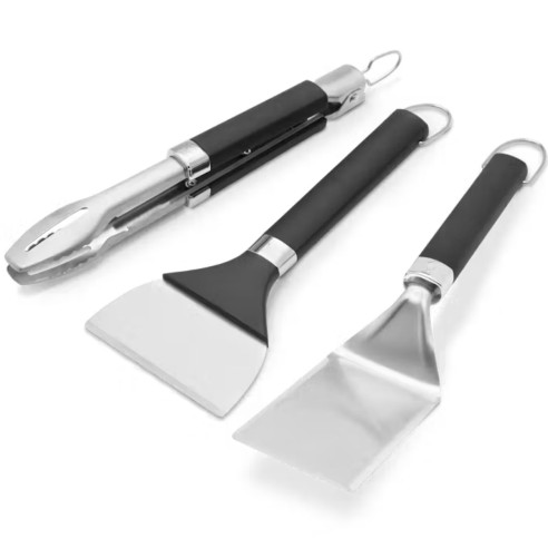 Weber 3400074 - Kit Utensili Portatili per Piastra BBQ (Spatola, Pinza, Raschietto)