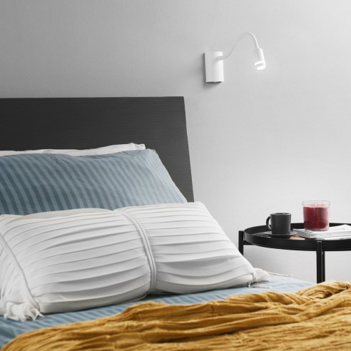 Applique LED Kepler in metallo bianco acciaio braccio flessibile 3W, 3000K