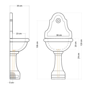 Fontanta da giardino a parete Dora grigio 53x35xH120 cm 2