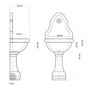 Fontana da giardino a muro Dora rosa antico 53x35xH120 cm dimensioni