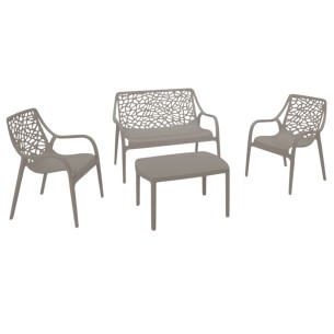 Set salotto da giardino 4 posti Honolulu tortora