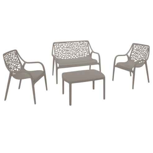 Set salotto da giardino 4 posti Honolulu tortora