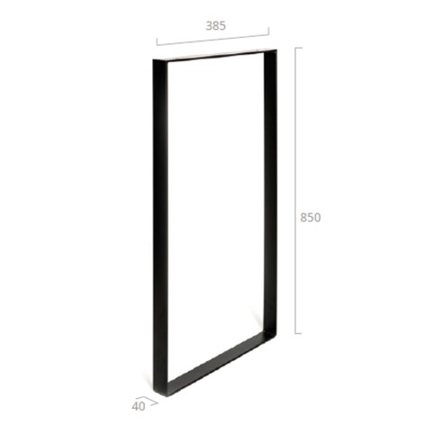 Gamba per mobili in acciaio nero opaco L38,5xP4xH85 cm REI