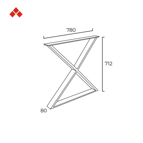 Gamba per mobili clessidra in acciaio bianco L80xP8xH71 cm REI