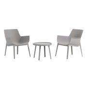 Set Queen 2 poltrone con tavolino basso da giardino grigio chiaro