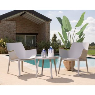 Set Queen 2 poltrone con tavolino basso da giardino grigio chiaro 2