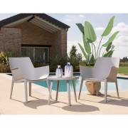 Set Queen 2 poltrone con tavolino basso da giardino grigio chiaro