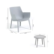 Set Queen 2 poltrone con tavolino basso da giardino grigio chiaro