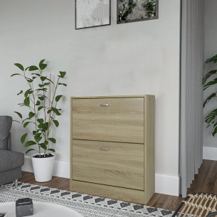 Scarpiera salva spazio Slim legno rovere ante a ribalta