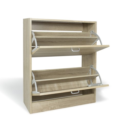 Scarpiera salva spazio Slim legno rovere ante a ribalta