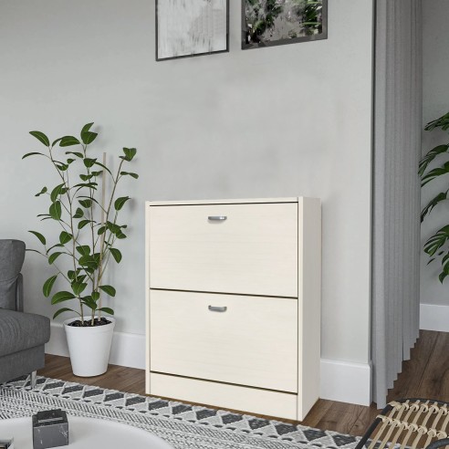 Scarpiera salva spazio Slim legno bianco nordico ante a ribalta