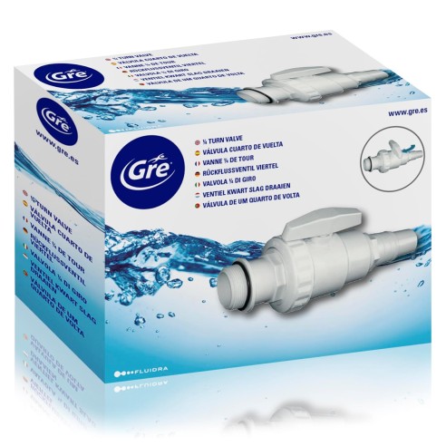 Valvola di chiusura con 1 raccordo Ø 32/38 mm per kit filtrazione Gre 621702