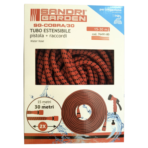 Tubo giardino estensibile Sandri garden SG-Cobra con pistola e raccordi