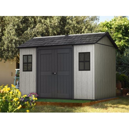 Keter casetta da giardino Oakland 1175 grigio ambientata