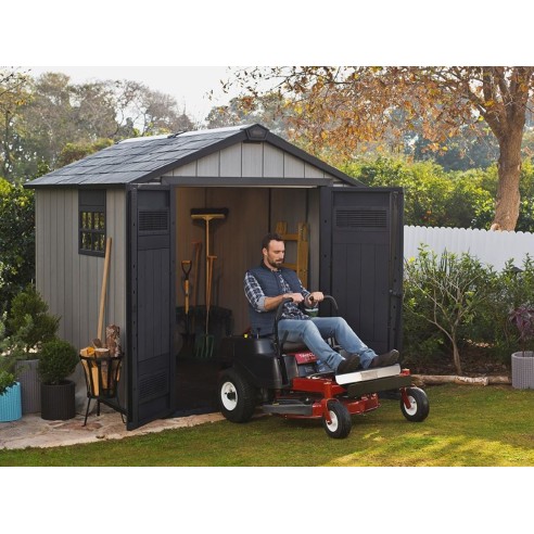 Keter casetta da giardino Oakland 759 grigio ambientata