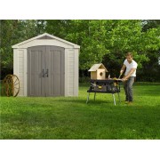 Keter casetta da giardino Factor 8x8 beige ambientata
